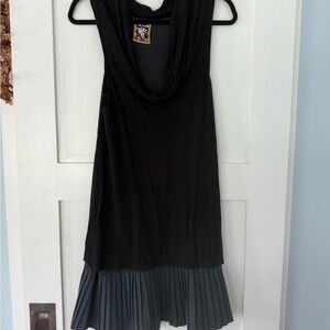 Free People Black and Grey Drop Waist Mini Dress
